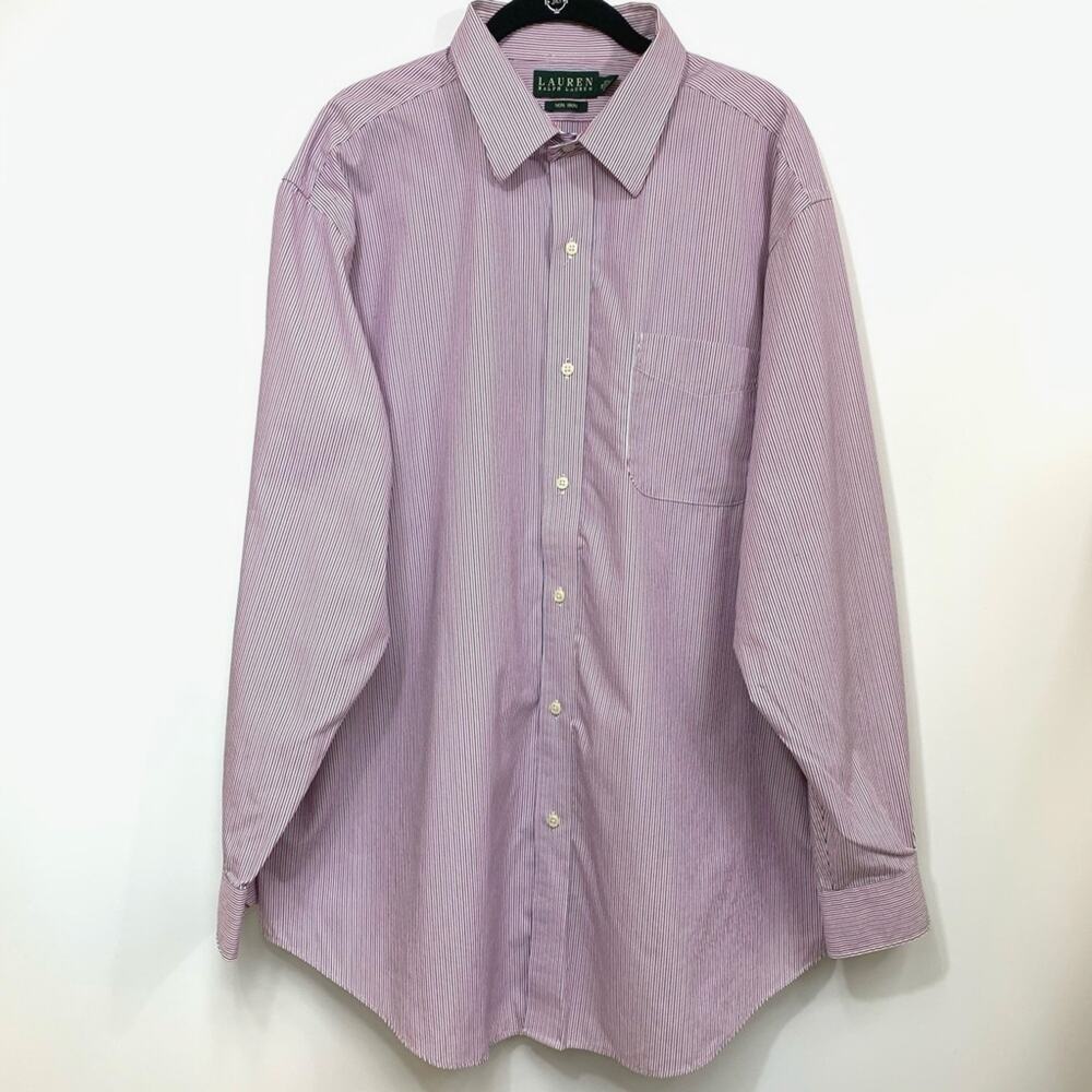 Lauren by Ralph Lauren Mens Non-Iron Striped Dress Shirt XXL